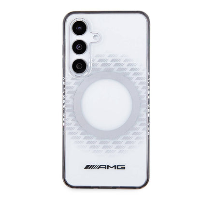 Galaxy S24 Kılıf AMG Orjinal Lisanslı M-safe Şarj Özellikli Eşkenar Dörtgen Desenli Transparan Kılıf