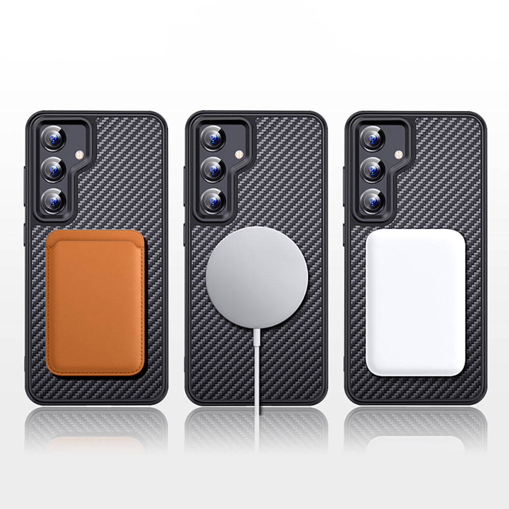 Galaxy S24 Kılıf Aramid Karbon Fiber Magsafe Özellikli Wlons Radison Kapak Siyah
