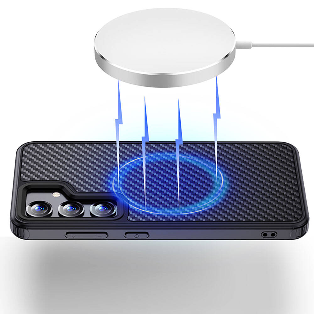 Galaxy S24 Kılıf Aramid Karbon Fiber Magsafe Özellikli Wlons Radison Kapak Siyah