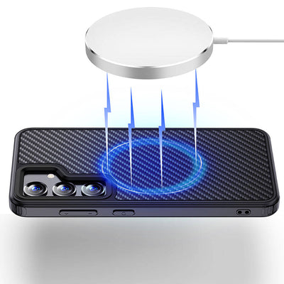 Galaxy S24 Kılıf Aramid Karbon Fiber Magsafe Özellikli Wlons Radison Kapak Siyah