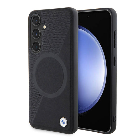 Galaxy S24 Kılıf BMW Orjinal Lisanslı M-safe Şarj Özellikli Yarım Dokulu Circle Leather Kılıf