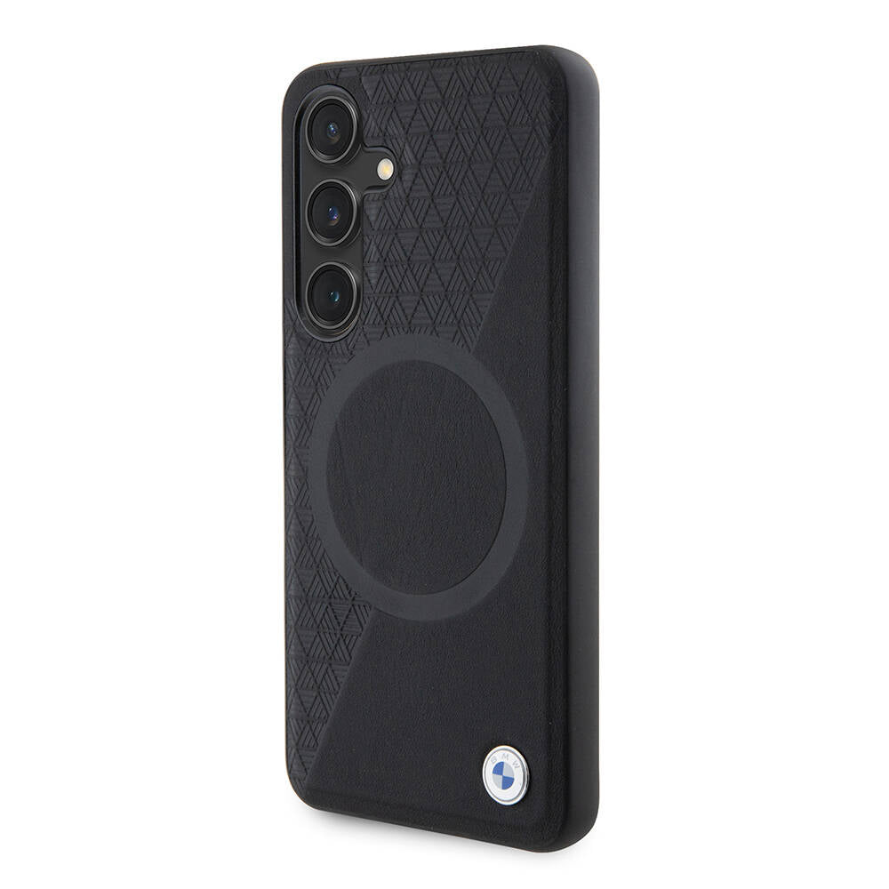 Galaxy S24 Kılıf BMW Orjinal Lisanslı M-safe Şarj Özellikli Yarım Dokulu Circle Leather Kılıf