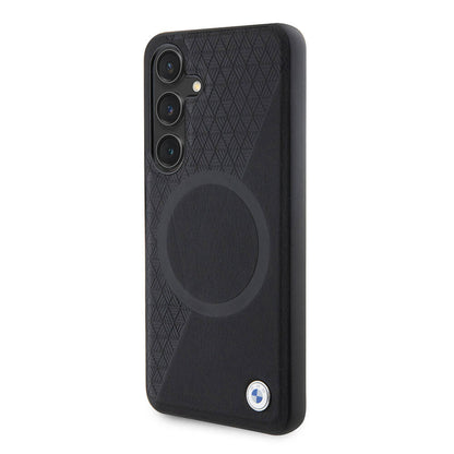 Galaxy S24 Kılıf BMW Orjinal Lisanslı M-safe Şarj Özellikli Yarım Dokulu Circle Leather Kılıf