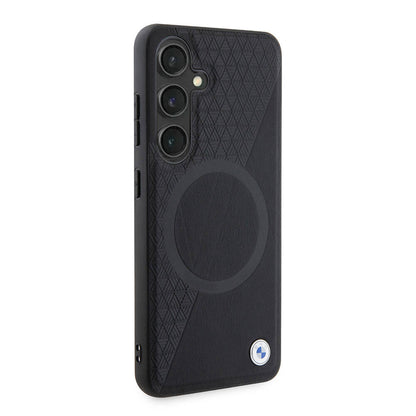 Galaxy S24 Kılıf BMW Orjinal Lisanslı M-safe Şarj Özellikli Yarım Dokulu Circle Leather Kılıf