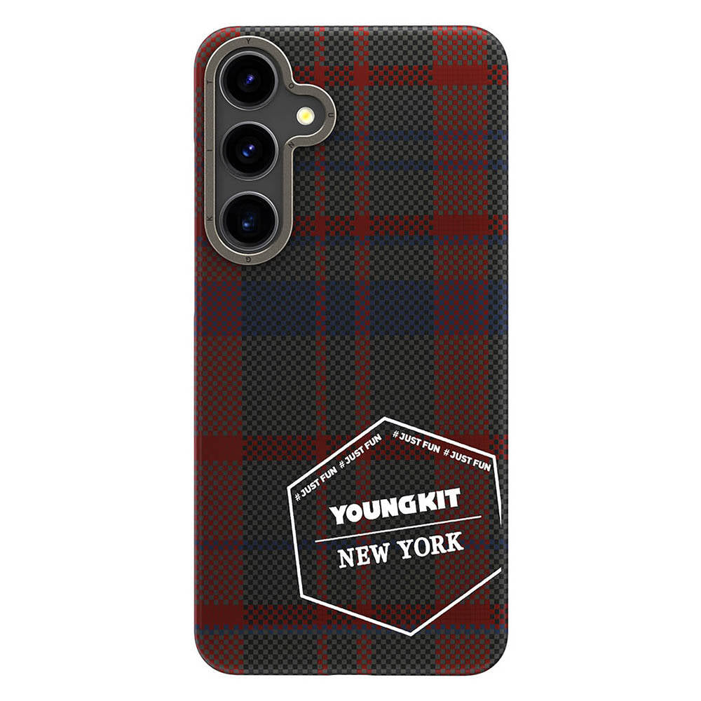 Galaxy S24 Kılıf Ekose Desenli Youngkit Gezhi Serisi Kapak Mavi