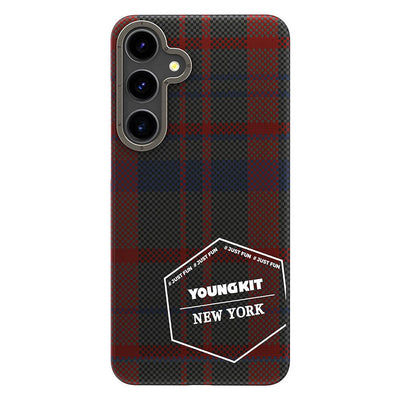 Galaxy S24 Kılıf Ekose Desenli Youngkit Gezhi Serisi Kapak Kahverengi