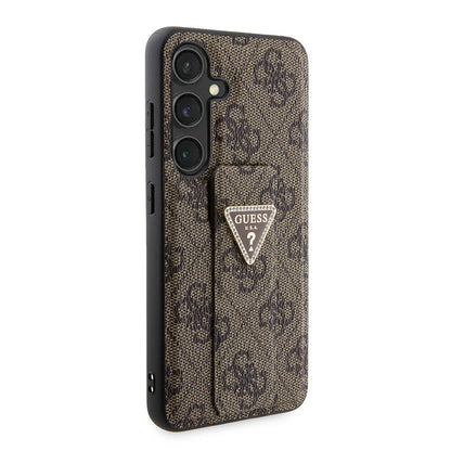 Galaxy S24 Kılıf Guess Orjinal Lisanslı 4G Desenli Üçgen Logolu Standlı Deri Kılıf