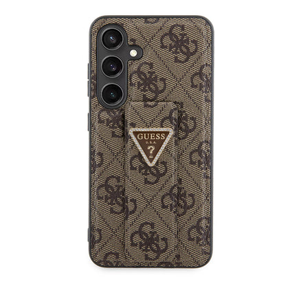 Galaxy S24 Kılıf Guess Orjinal Lisanslı 4G Desenli Üçgen Logolu Standlı Deri Kılıf