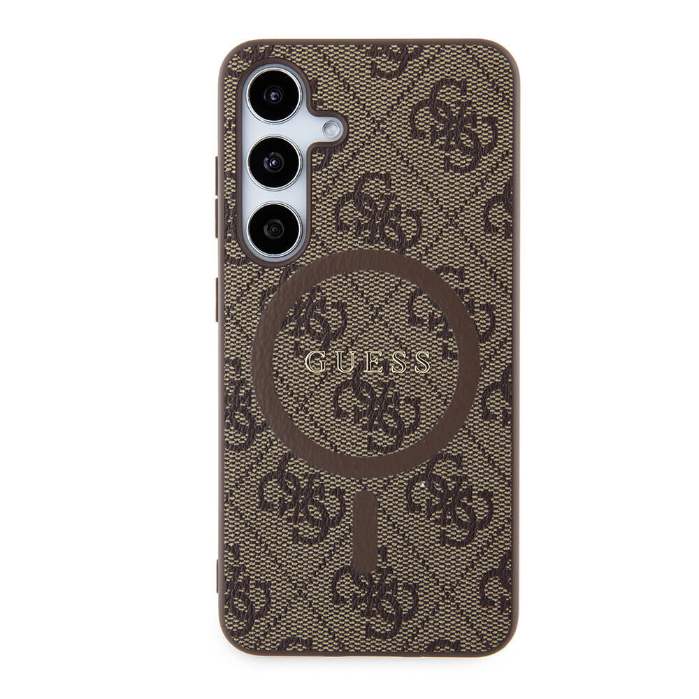 Galaxy S24 Kılıf Guess Orjinal Lisanslı M-safe Şarj Özellikli PU Halkalı 4G Desenli Yazı Logolu Kılıf