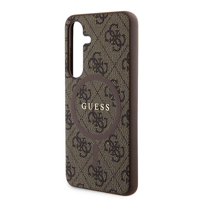 Galaxy S24 Kılıf Guess Orjinal Lisanslı M-safe Şarj Özellikli PU Halkalı 4G Desenli Yazı Logolu Kılıf