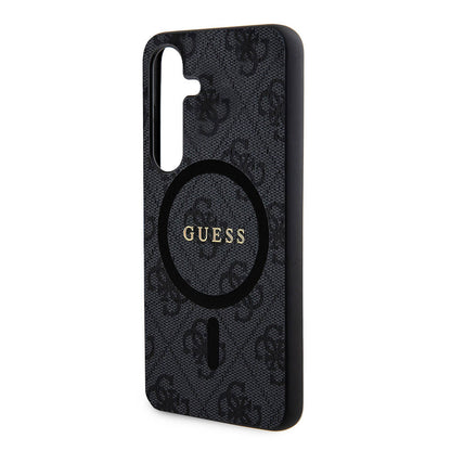 Galaxy S24 Kılıf Guess Orjinal Lisanslı M-safe Şarj Özellikli PU Halkalı 4G Desenli Yazı Logolu Kılıf