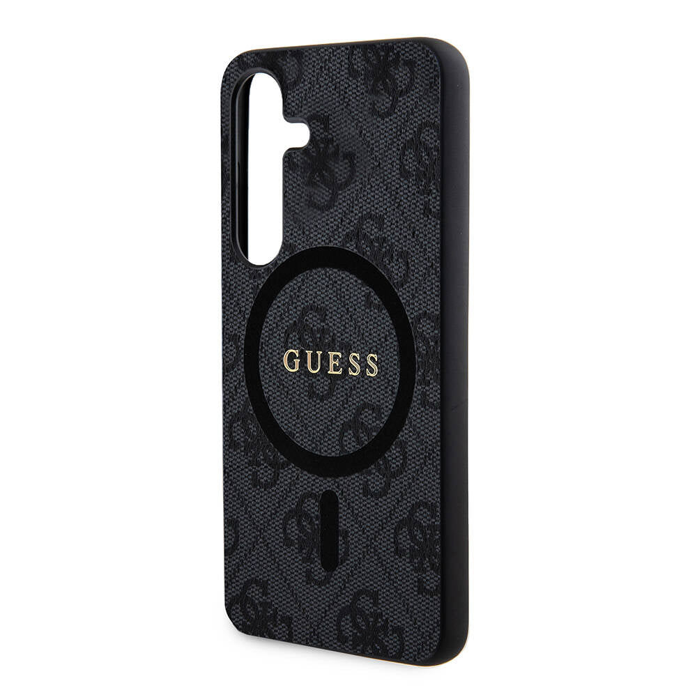 Galaxy S24 Kılıf Guess Orjinal Lisanslı Magsafe Şarj Özellikli PU Halkalı 4G Desenli Yazı Logolu Kapak Kahverengi
