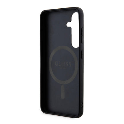 Galaxy S24 Kılıf Guess Orjinal Lisanslı M-safe Şarj Özellikli PU Halkalı 4G Desenli Yazı Logolu Kılıf