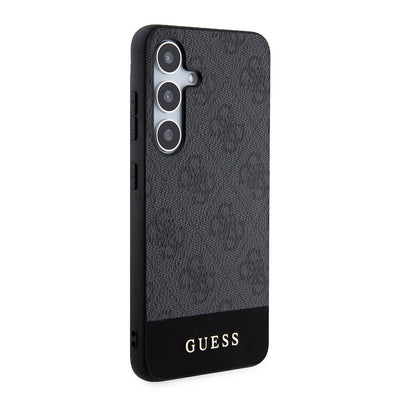 Galaxy S24 Kılıf Guess Orjinal Lisanslı PU Deri Şerit Logo Dizaynlı Kapak Siyah