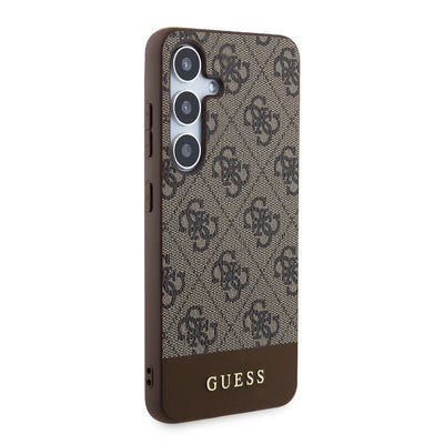 Galaxy S24 Kılıf Guess Orjinal Lisanslı PU Deri Şerit Logo Dizaynlı Kapak Siyah