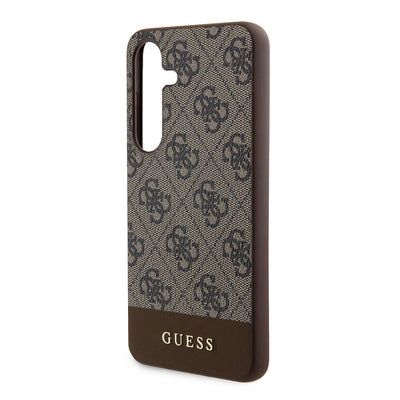 Galaxy S24 Kılıf Guess Orjinal Lisanslı PU Deri Şerit Logo Dizaynlı Kapak Siyah