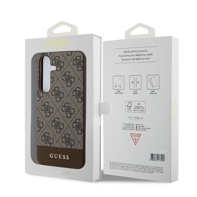 Galaxy S24 Kılıf Guess Orjinal Lisanslı PU Deri Şerit Logo Dizaynlı Kapak Siyah