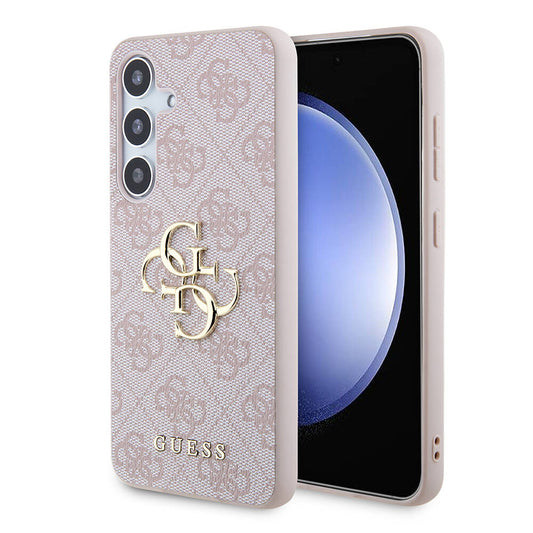 Galaxy S24 Kılıf Guess Orjinal Lisanslı PU Deri Yazı ve 4G Metal Logolu Desenli Kılıf