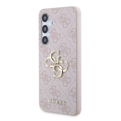 Galaxy S24 Kılıf Guess Orjinal Lisanslı PU Deri Yazı ve 4G Metal Logolu Desenli Kapak Kahverengi