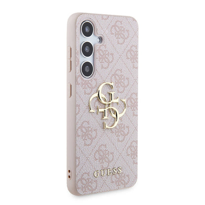 Galaxy S24 Kılıf Guess Orjinal Lisanslı PU Deri Yazı ve 4G Metal Logolu Desenli Kılıf