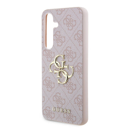 Galaxy S24 Kılıf Guess Orjinal Lisanslı PU Deri Yazı ve 4G Metal Logolu Desenli Kılıf