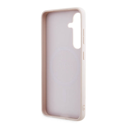 Galaxy S24 Kılıf Guess Orjinal Lisanslı PU Deri Yazı ve 4G Metal Logolu Desenli Kılıf