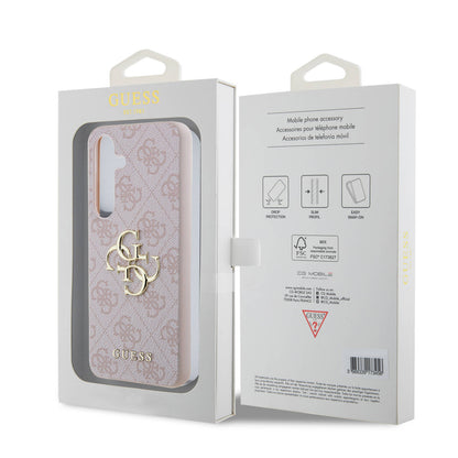 Galaxy S24 Kılıf Guess Orjinal Lisanslı PU Deri Yazı ve 4G Metal Logolu Desenli Kılıf
