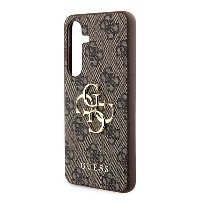 Galaxy S24 Kılıf Guess Orjinal Lisanslı PU Deri Yazı ve 4G Metal Logolu Desenli Kapak Siyah