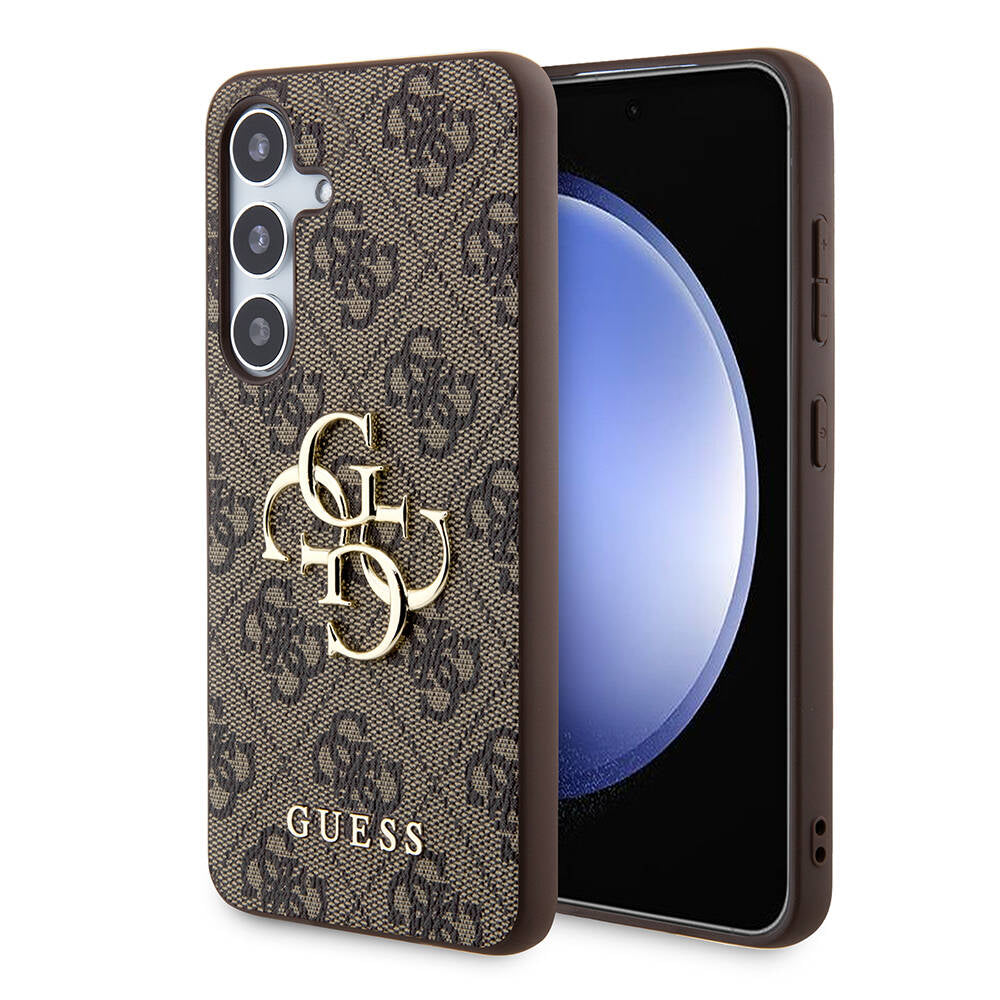 Galaxy S24 Kılıf Guess Orjinal Lisanslı PU Deri Yazı ve 4G Metal Logolu Desenli Kılıf