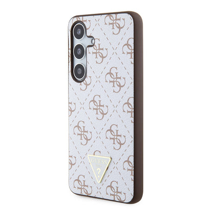 Galaxy S24 Kılıf Guess Orjinal Lisanslı PU Üçgen Logo 4G Desenli Kılıf