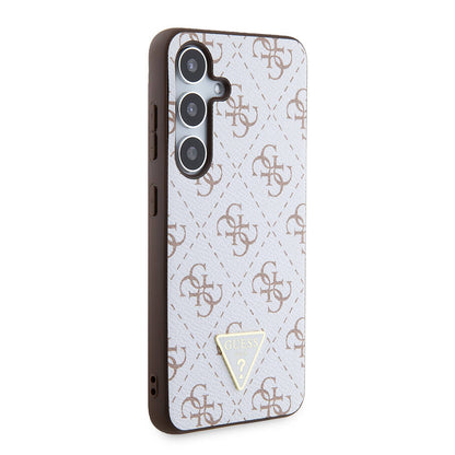 Galaxy S24 Kılıf Guess Orjinal Lisanslı PU Üçgen Logo 4G Desenli Kılıf