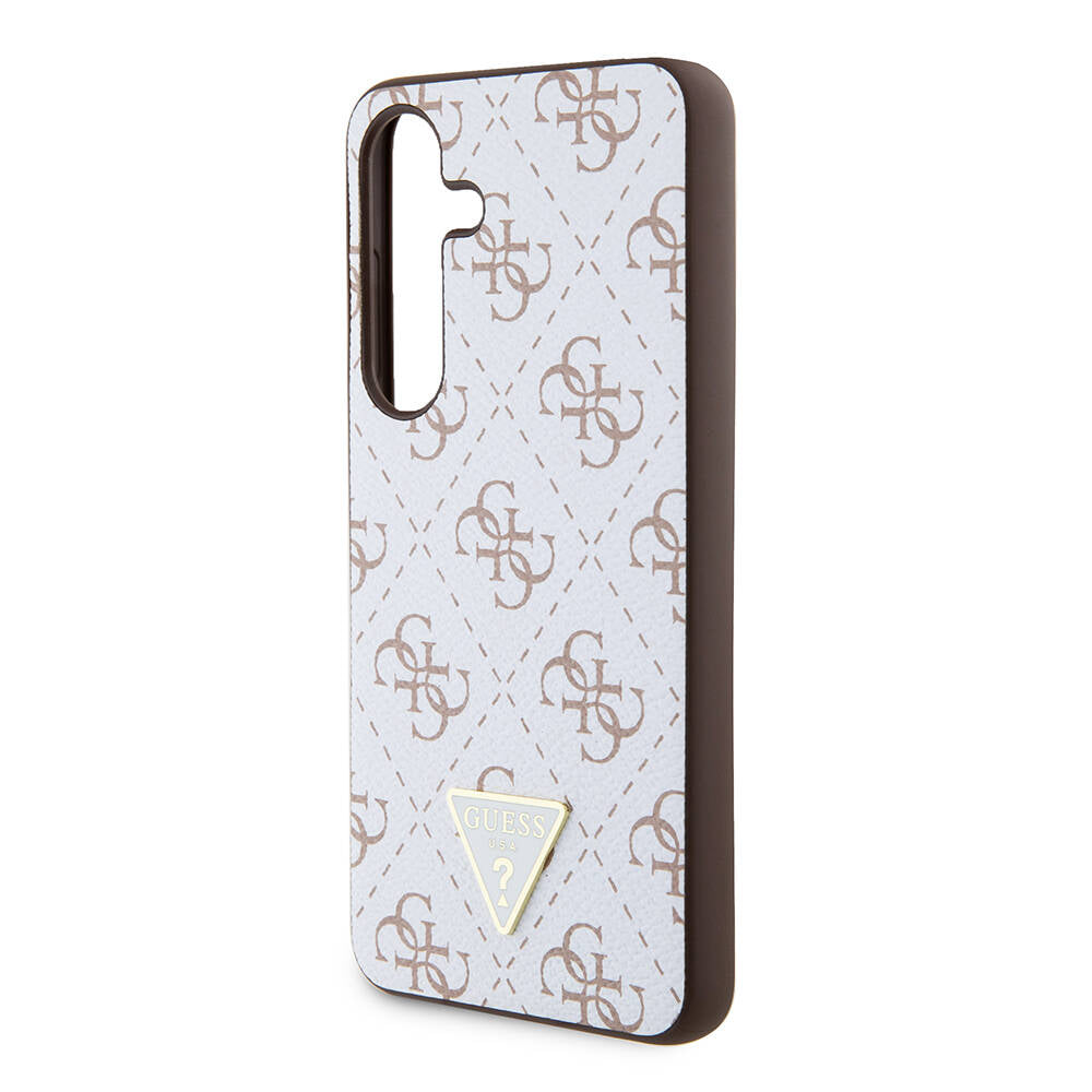 Galaxy S24 Kılıf Guess Orjinal Lisanslı PU Üçgen Logo 4G Desenli Kılıf