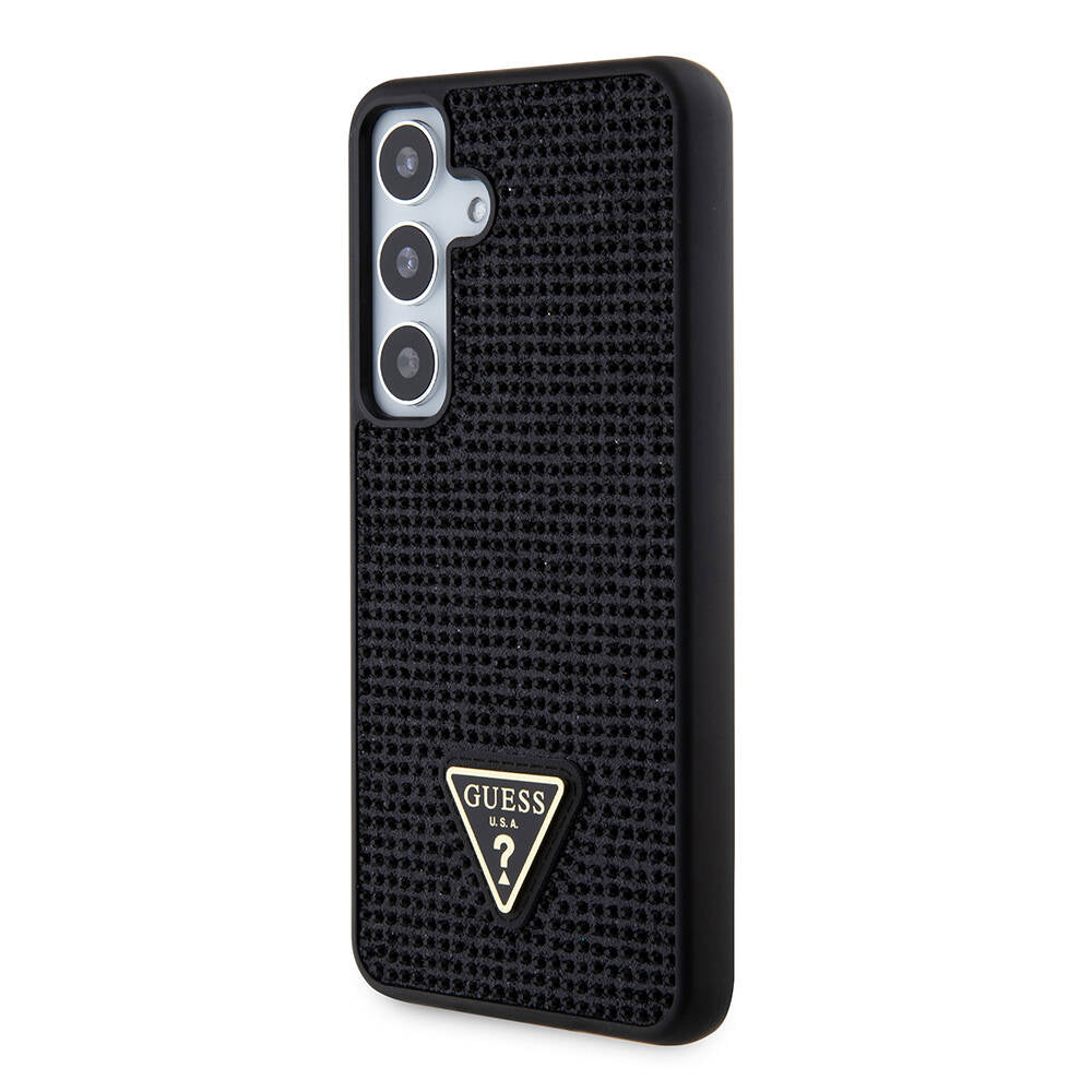 Galaxy S24 Kılıf Guess Orjinal Lisanslı Taşlı Arka Yüzey Üçgen Logolu Kapak Pembe