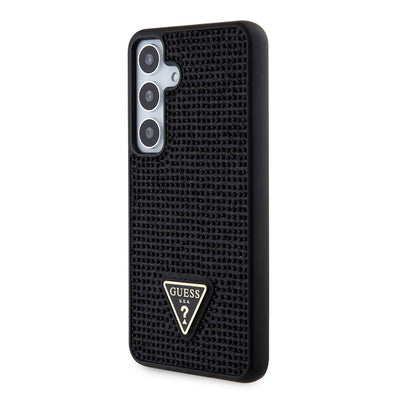 Galaxy S24 Kılıf Guess Orjinal Lisanslı Taşlı Arka Yüzey Üçgen Logolu Kapak Gold