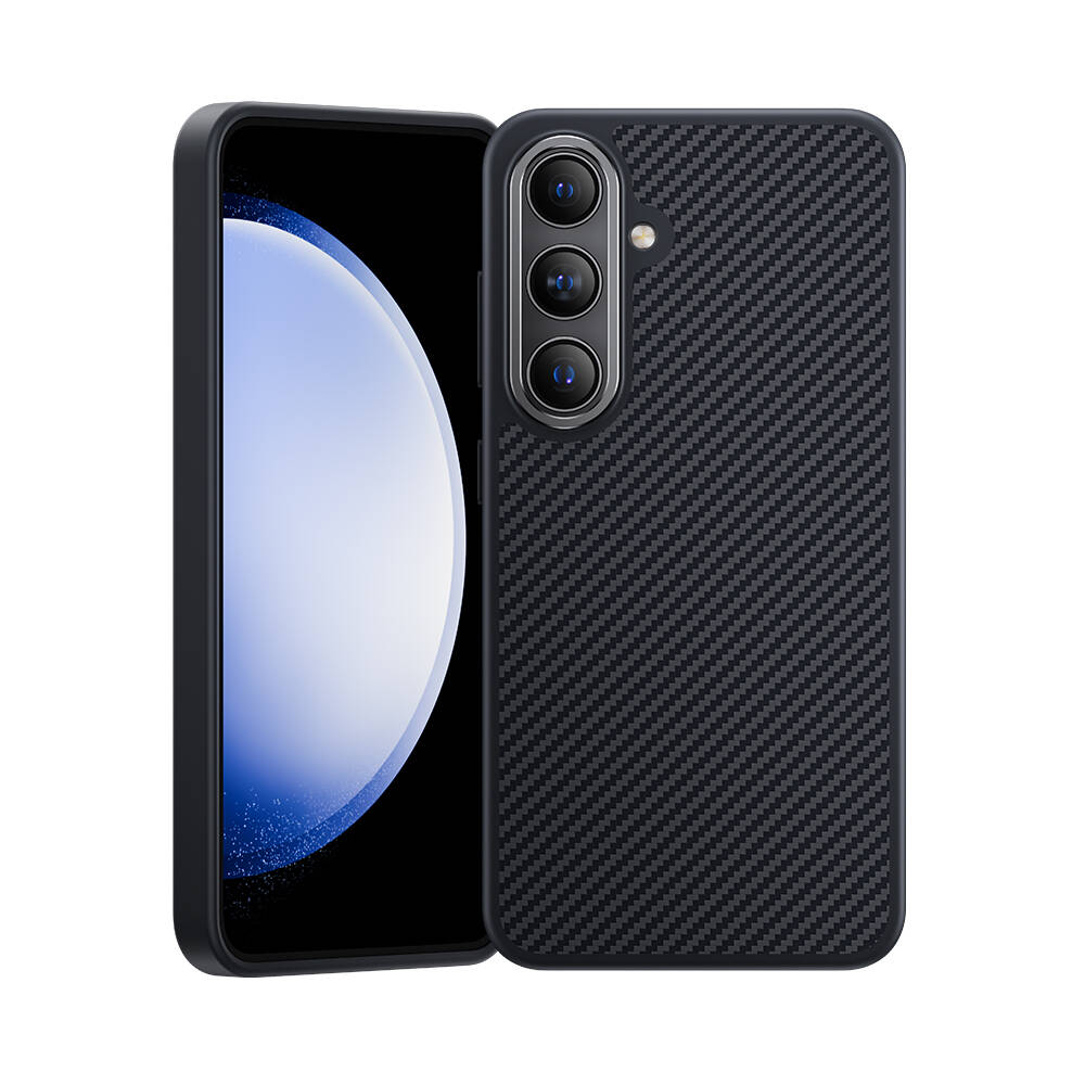 Galaxy S24 Kılıf Karbon Fiber Magsafe Şarj Özellikli Benks Hybrid ArmorPro 600D Kevlar Kapak Siyah