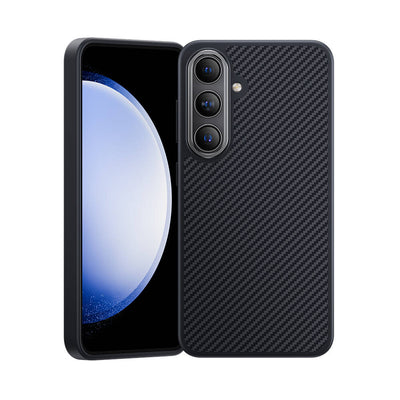 Galaxy S24 Kılıf Karbon Fiber Magsafe Şarj Özellikli Benks Hybrid ArmorPro 600D Kevlar Kapak Siyah