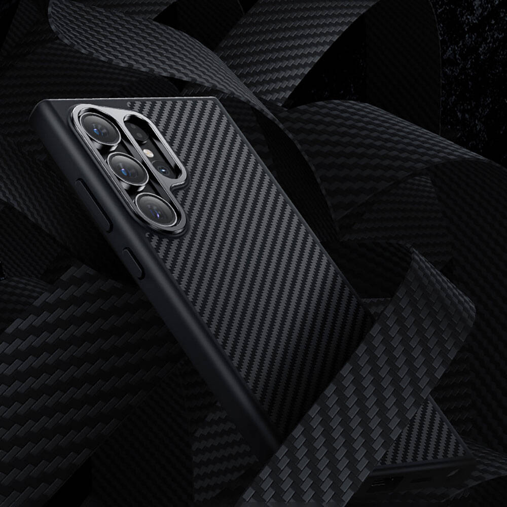 Galaxy S24 Kılıf Karbon Fiber M-safe Şarj Özellikli Benks Hybrid ArmorPro 600D Kevlar Kılıf