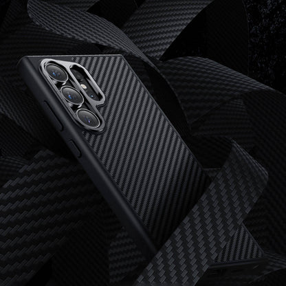 Galaxy S24 Kılıf Karbon Fiber M-safe Şarj Özellikli Benks Hybrid ArmorPro 600D Kevlar Kılıf