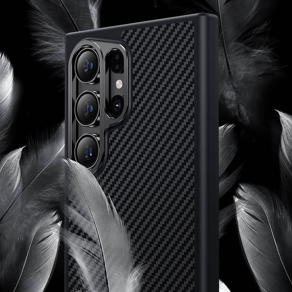 Galaxy S24 Kılıf Karbon Fiber M-safe Şarj Özellikli Benks Hybrid ArmorPro 600D Kevlar Kılıf