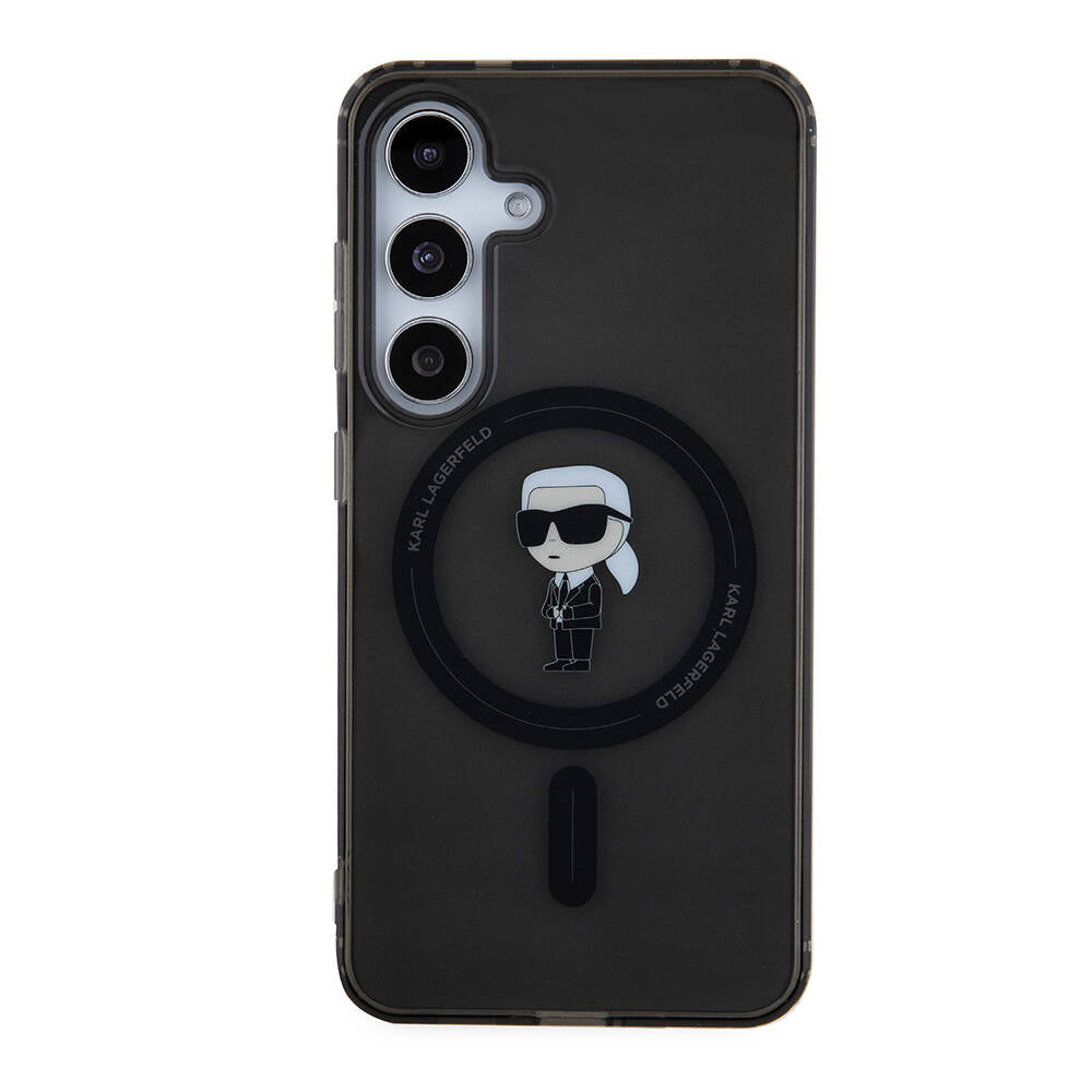 Galaxy S24 Kılıf Karl Lagerfeld Orjinal Lisanslı Magsafe Şarj Özellikli Karl Head IML Baskılı Kapak Siyah