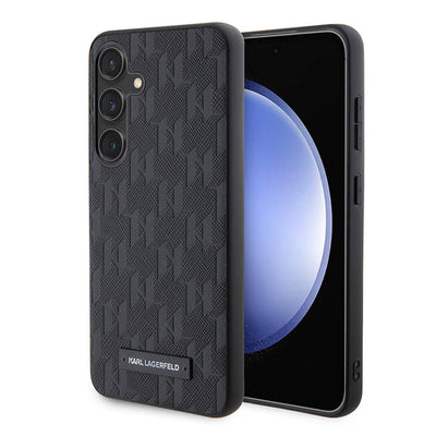 Galaxy S24 Kılıf Karl Lagerfeld Orjinal Lisanslı Saffiano Monogram Metal Logo Kapak Siyah
