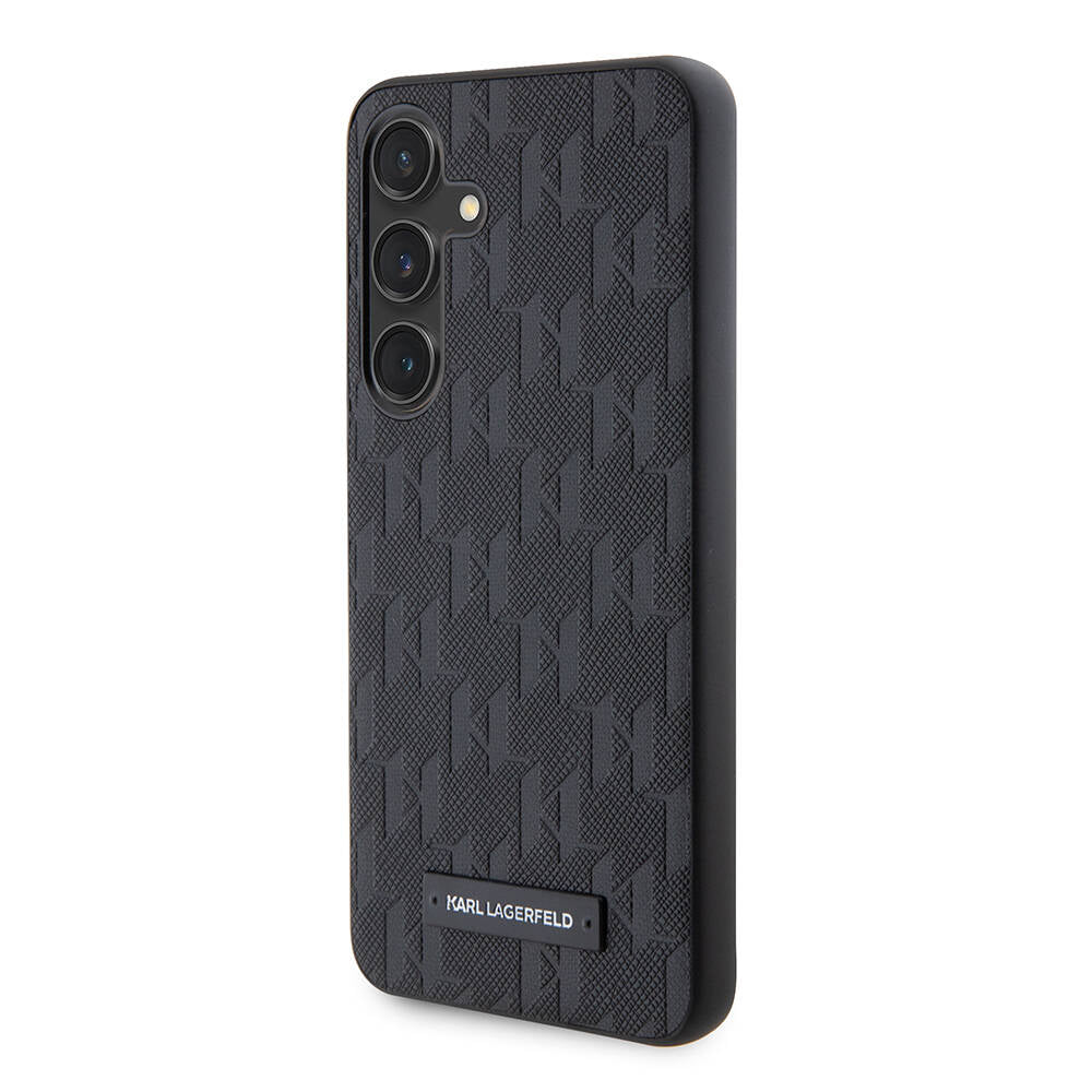 Galaxy S24 Kılıf Karl Lagerfeld Orjinal Lisanslı Saffiano Monogram Metal Logo Kapak Siyah