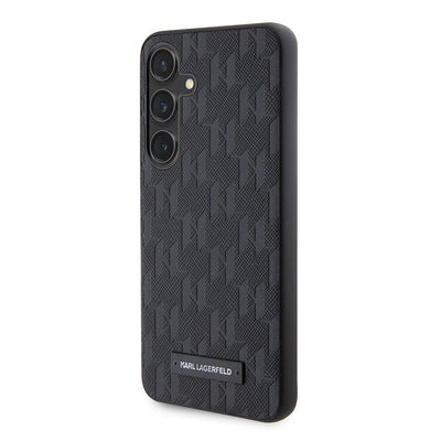 Galaxy S24 Kılıf Karl Lagerfeld Orjinal Lisanslı Saffiano Monogram Metal Logo Kapak Siyah