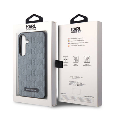 Galaxy S24 Kılıf Karl Lagerfeld Orjinal Lisanslı Saffiano Monogram Metal Logo Kapak Siyah
