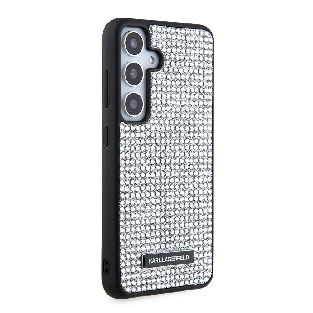 Galaxy S24 Kılıf Karl Lagerfeld Taşlı Metal Logo Orjinal Lisanslı Kılıf
