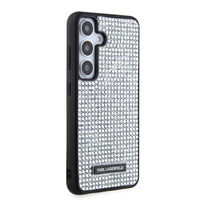 Galaxy S24 Kılıf Karl Lagerfeld Taşlı Metal Logo Orjinal Lisanslı Kılıf
