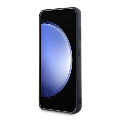 Galaxy S24 Kılıf Karl Lagerfeld Taşlı Metal Logo Orjinal Lisanslı Kapak Gümüş