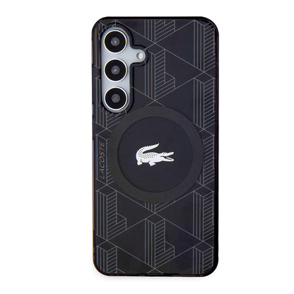 Galaxy S24 Kılıf Lacoste Orjinal Lisanslı M-safe Şarj Özellikli Çift Katmanlı Timsah Logolu Blend Monogram Kılıf