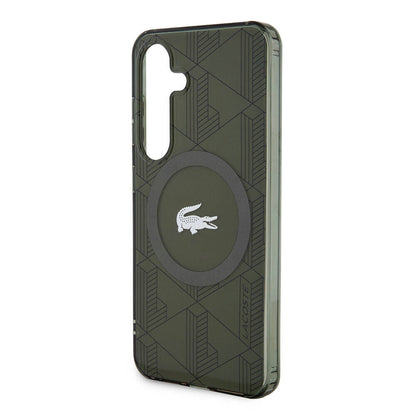 Galaxy S24 Kılıf Lacoste Orjinal Lisanslı M-safe Şarj Özellikli Çift Katmanlı Timsah Logolu Blend Monogram Kılıf