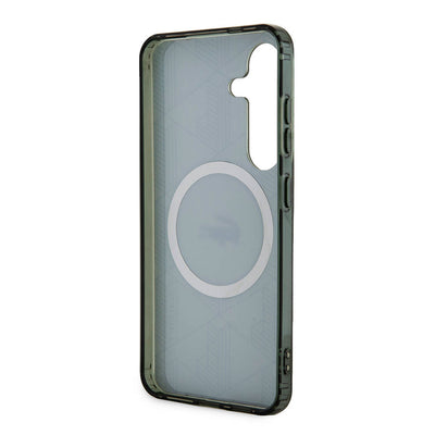 Galaxy S24 Kılıf Lacoste Orjinal Lisanslı Magsafe Şarj Özellikli Çift Katmanlı Timsah Logolu Blend Monogram Kapak Siyah
